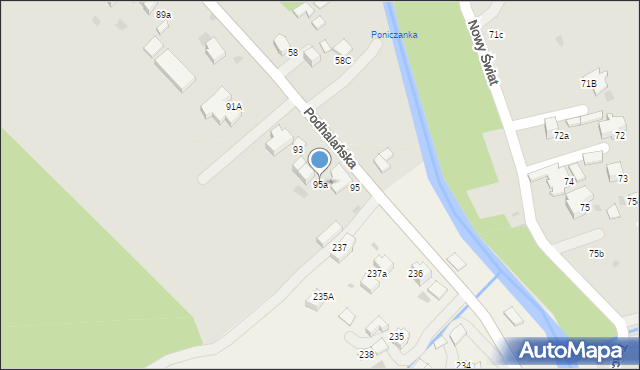 Rabka-Zdrój, Podhalańska, 95a, mapa Rabka-Zdrój
