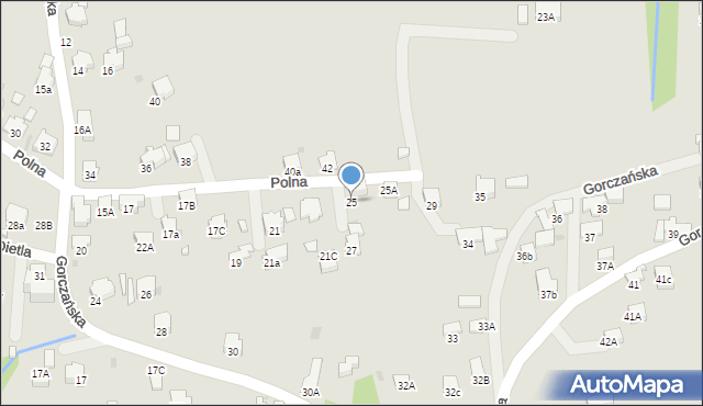 Rabka-Zdrój, Polna, 25, mapa Rabka-Zdrój