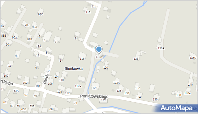 Rabka-Zdrój, Poniatowskiego, 118A, mapa Rabka-Zdrój