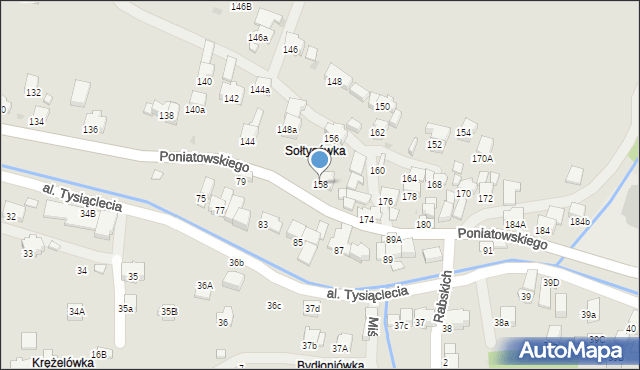 Rabka-Zdrój, Poniatowskiego, 158, mapa Rabka-Zdrój