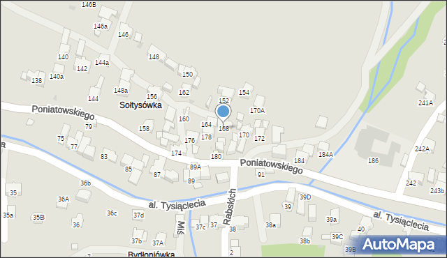 Rabka-Zdrój, Poniatowskiego, 168, mapa Rabka-Zdrój