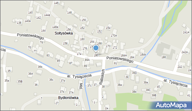 Rabka-Zdrój, Poniatowskiego, 180, mapa Rabka-Zdrój