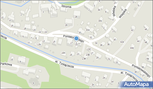 Rabka-Zdrój, Poniatowskiego, 21, mapa Rabka-Zdrój