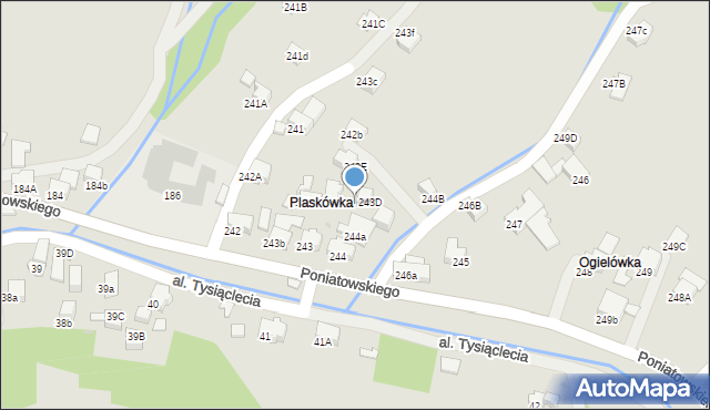 Rabka-Zdrój, Poniatowskiego, 243c, mapa Rabka-Zdrój