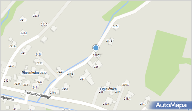 Rabka-Zdrój, Poniatowskiego, 249D, mapa Rabka-Zdrój