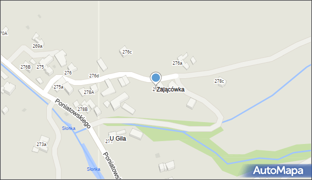 Rabka-Zdrój, Poniatowskiego, 278, mapa Rabka-Zdrój