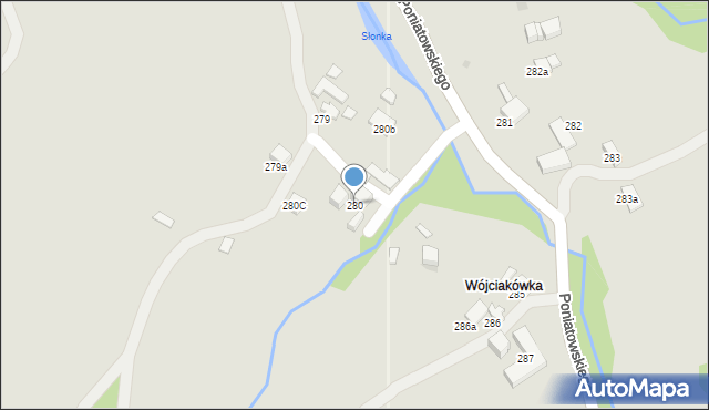 Rabka-Zdrój, Poniatowskiego, 280, mapa Rabka-Zdrój