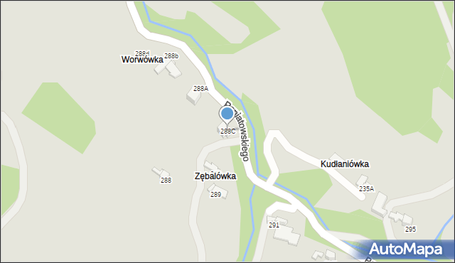 Rabka-Zdrój, Poniatowskiego, 288C, mapa Rabka-Zdrój