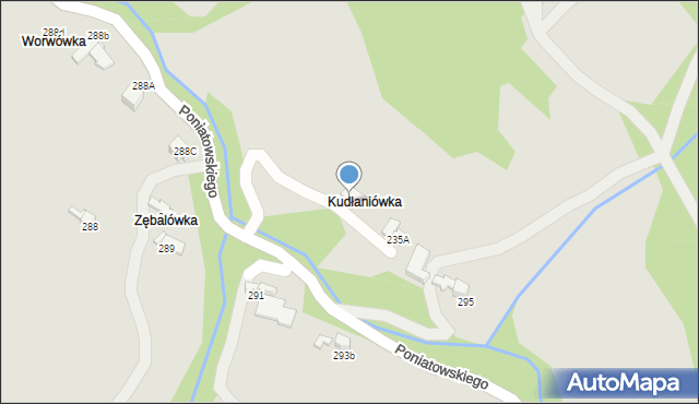 Rabka-Zdrój, Poniatowskiego, 295C, mapa Rabka-Zdrój