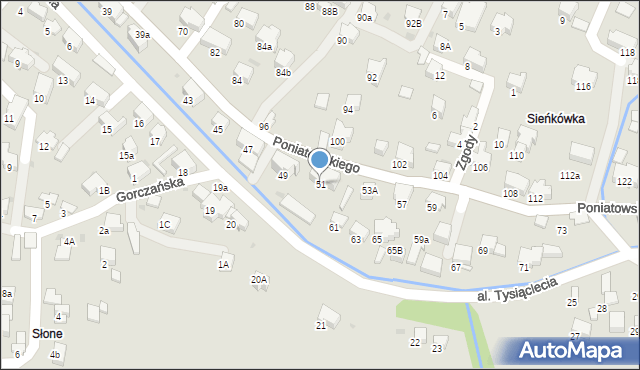 Rabka-Zdrój, Poniatowskiego, 51, mapa Rabka-Zdrój