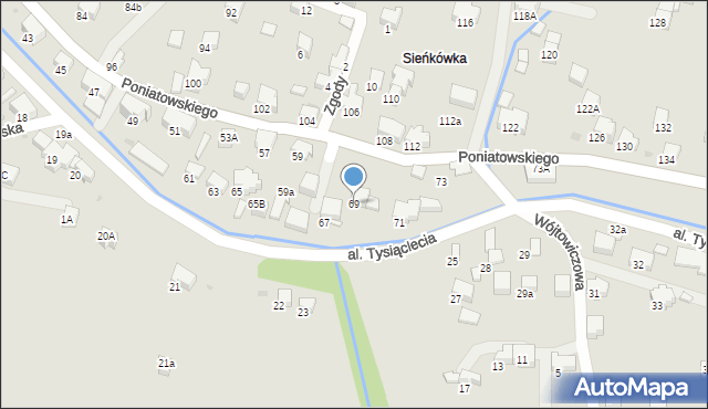 Rabka-Zdrój, Poniatowskiego, 69, mapa Rabka-Zdrój