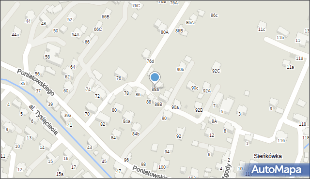 Rabka-Zdrój, Poniatowskiego, 88a, mapa Rabka-Zdrój