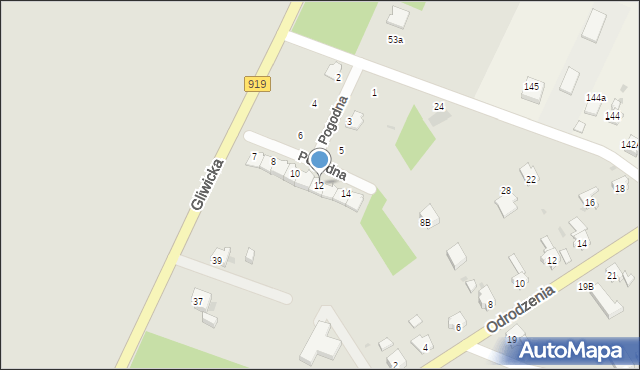 Racibórz, Pogodna, 12, mapa Racibórz