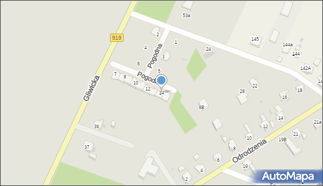 Racibórz, Pogodna, 14, mapa Racibórz