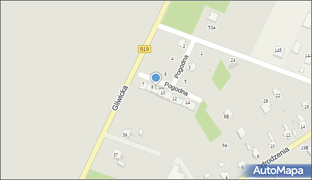 Racibórz, Pogodna, 9, mapa Racibórz