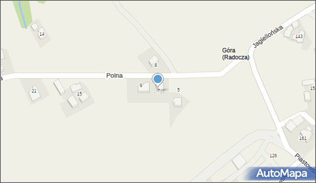 Radocza, Polna, 7, mapa Radocza