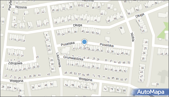 Radom, Poselska, 14, mapa Radomia