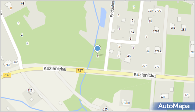 Radom, Poduchowna, 1, mapa Radomia