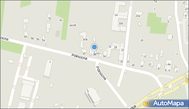 Radom, Północna, 38, mapa Radomia