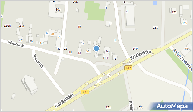 Radom, Północna, 8, mapa Radomia