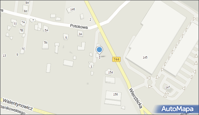 Radom, Potokowa, 1, mapa Radomia