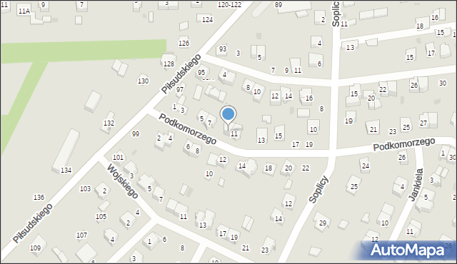 Radomsko, Podkomorzego, 9, mapa Radomsko