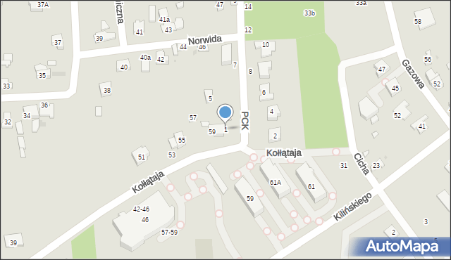 Radomsko, Polskiego Czerwonego Krzyża, 1, mapa Radomsko