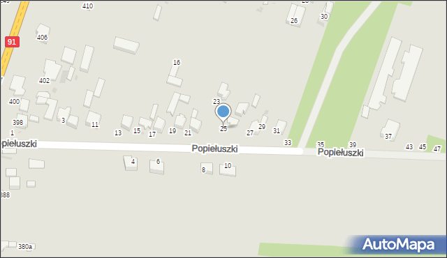 Radomsko, Popiełuszki Jerzego, bł. ks., 25, mapa Radomsko