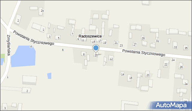 Radoszewice, Powstania Styczniowego, 10, mapa Radoszewice