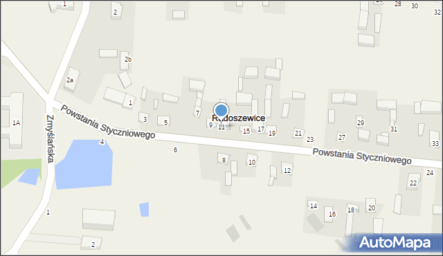 Radoszewice, Powstania Styczniowego, 11, mapa Radoszewice