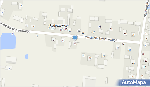 Radoszewice, Powstania Styczniowego, 12, mapa Radoszewice