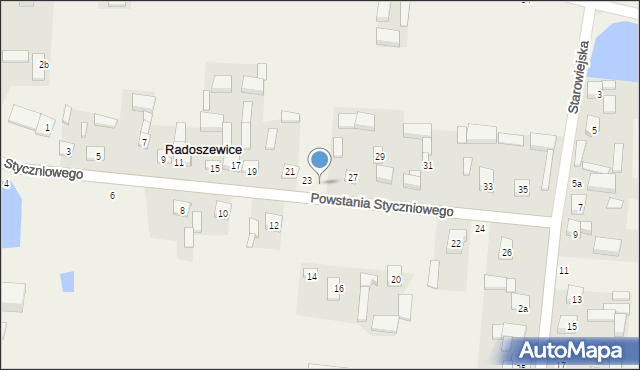 Radoszewice, Powstania Styczniowego, 25, mapa Radoszewice