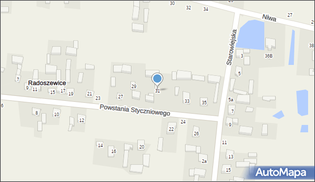 Radoszewice, Powstania Styczniowego, 31, mapa Radoszewice