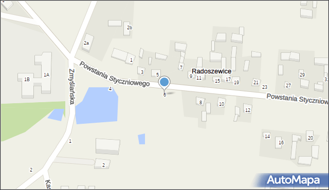 Radoszewice, Powstania Styczniowego, 6, mapa Radoszewice