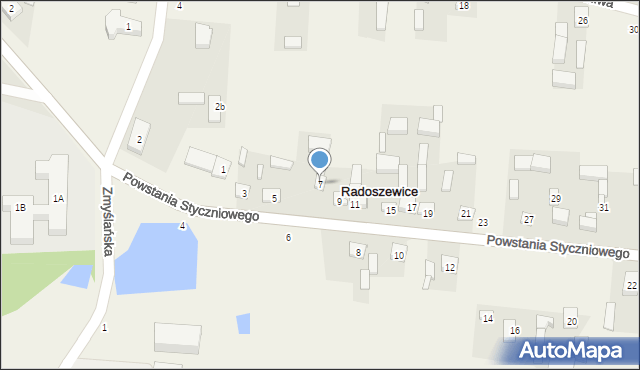 Radoszewice, Powstania Styczniowego, 7, mapa Radoszewice