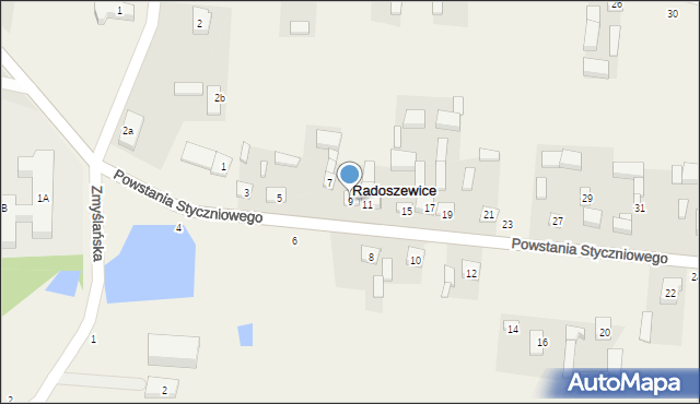 Radoszewice, Powstania Styczniowego, 9, mapa Radoszewice