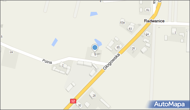 Radwanice, Polna, 5, mapa Radwanice