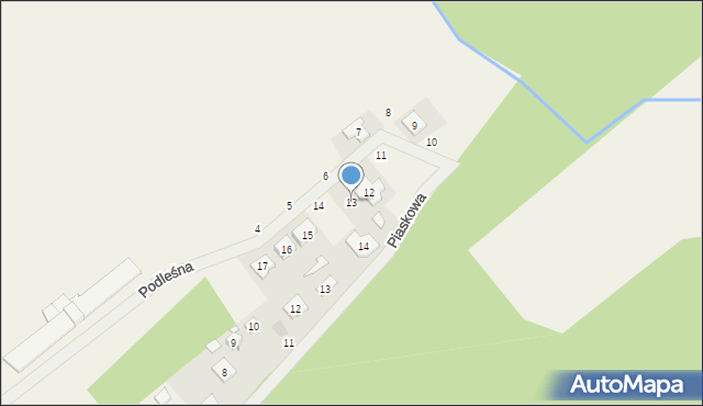 Radzewice, Podleśna, 13, mapa Radzewice