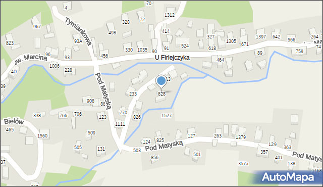 Radziechowy, Pod Matyską, 828, mapa Radziechowy