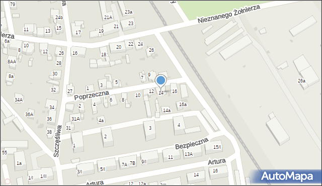 Radzionków, Poprzeczna, 14, mapa Radzionków
