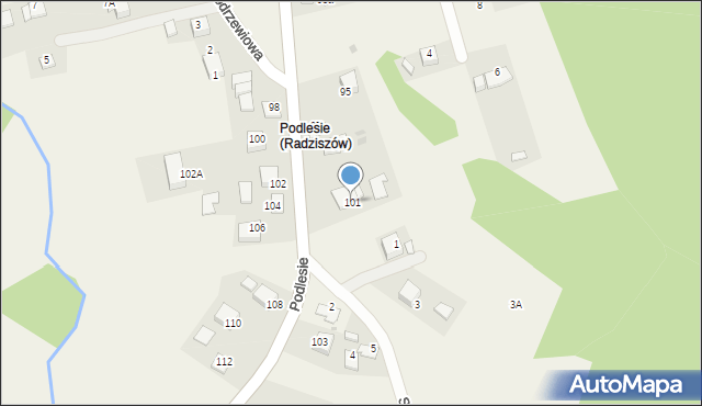 Radziszów, Podlesie, 101, mapa Radziszów