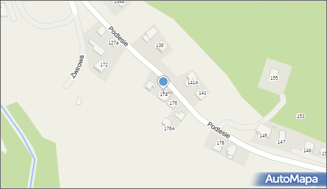 Radziszów, Podlesie, 174, mapa Radziszów