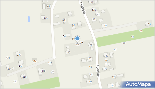 Radziszów, Podlesie, 60a, mapa Radziszów