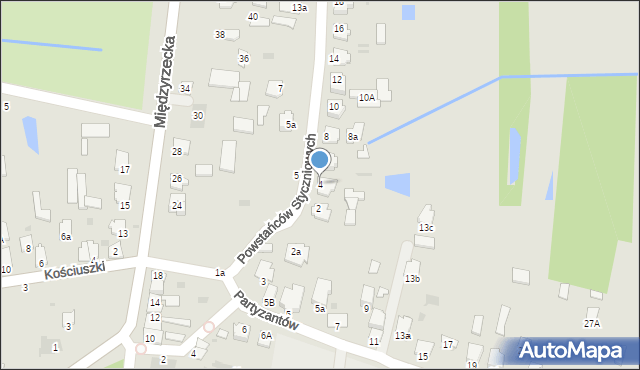 Radzyń Podlaski, Powstańców Styczniowych, 4, mapa Radzyń Podlaski