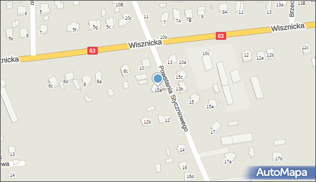 Radzyń Podlaski, Powstania Styczniowego, 12a, mapa Radzyń Podlaski