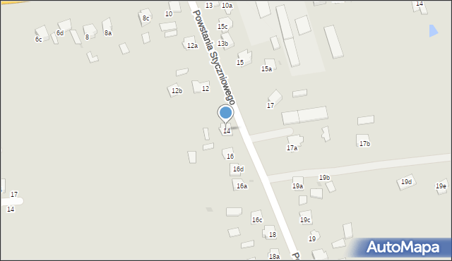 Radzyń Podlaski, Powstania Styczniowego, 14, mapa Radzyń Podlaski