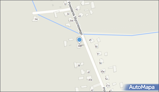 Radzyń Podlaski, Powstania Styczniowego, 34B, mapa Radzyń Podlaski