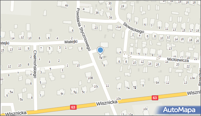 Radzyń Podlaski, Powstania Styczniowego, 7a, mapa Radzyń Podlaski