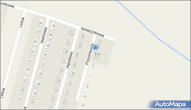 Raków Duży, Poziomkowa, 3, mapa Raków Duży