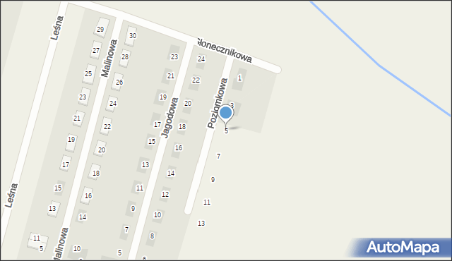 Raków Duży, Poziomkowa, 5, mapa Raków Duży